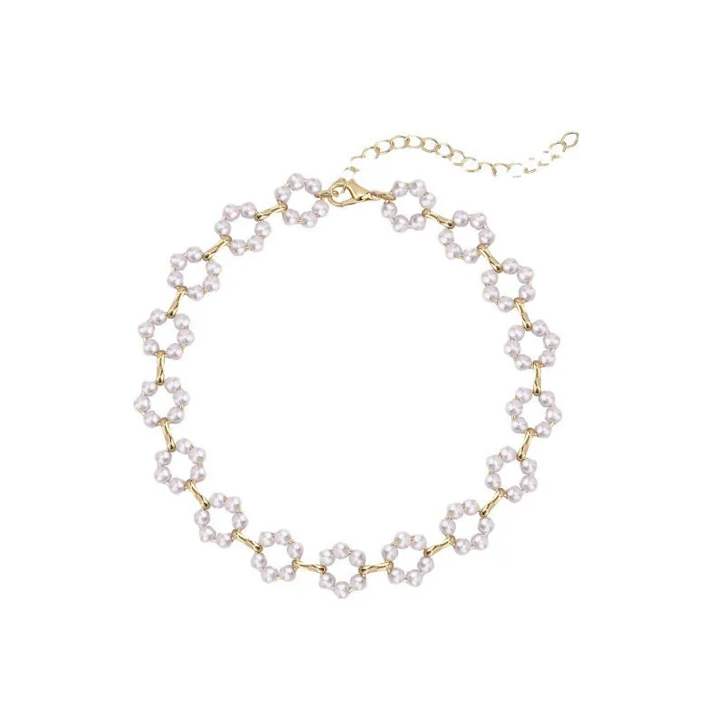 New Fashionable Artificial Pearl Double Layer Necklace For Women