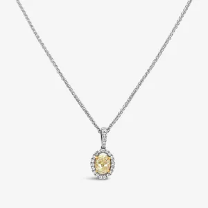 Oval Shaped 0.70CT Yellow & White Diamond Necklace