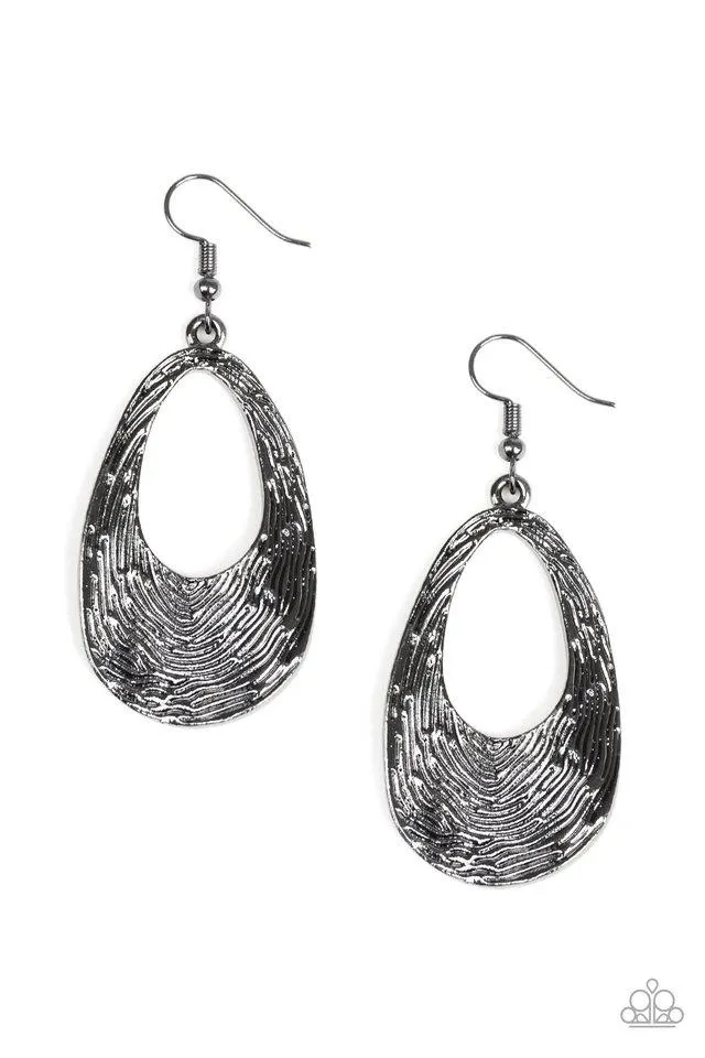 Paparazzi Earring ~ Mean Sheen - Black