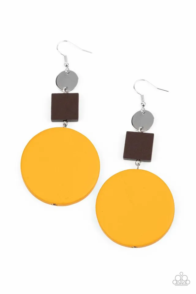 Paparazzi Earring ~ Modern Materials - Yellow