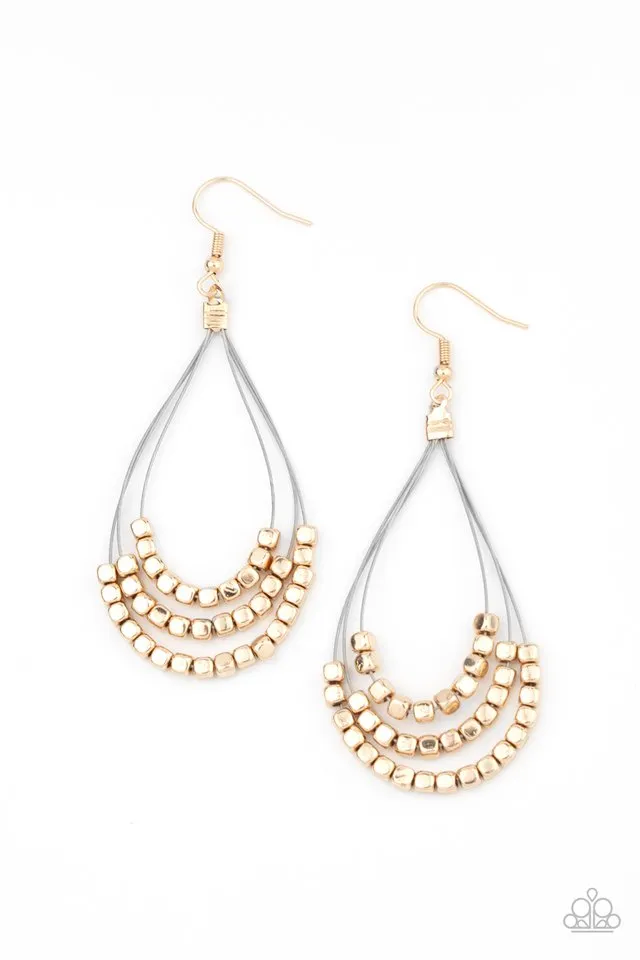 Paparazzi Earring ~ Off The Blocks Shimmer - Gold