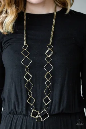 Paparazzi Necklace ~ Backed Into A Corner - Brass