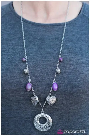 Paparazzi Necklace ~ Home Is Where The Heart Is - Purple