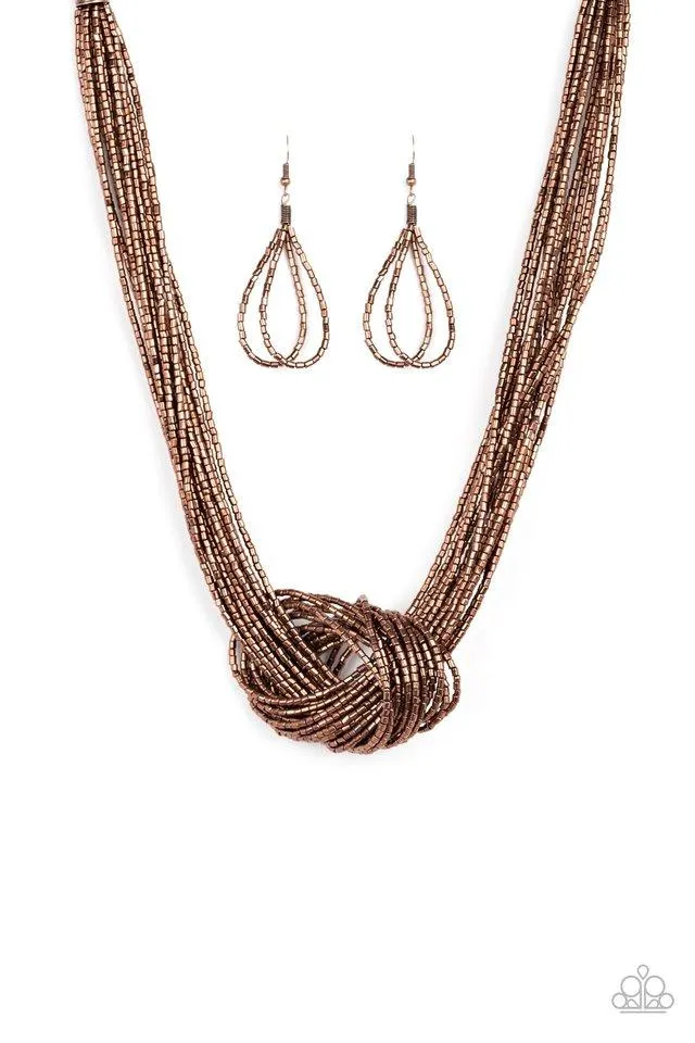 Paparazzi Necklace ~ Knotted Knockout - Copper