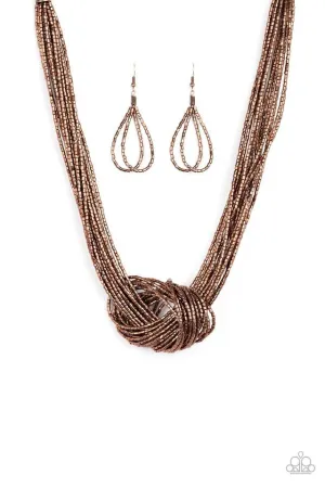 Paparazzi Necklace ~ Knotted Knockout - Copper