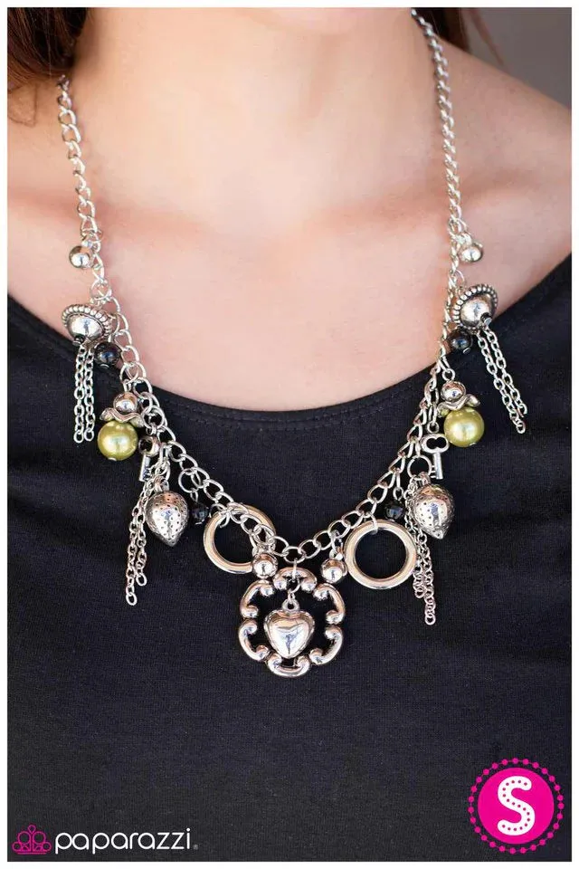 Paparazzi Necklace ~ Trinkets and Tassels - Green