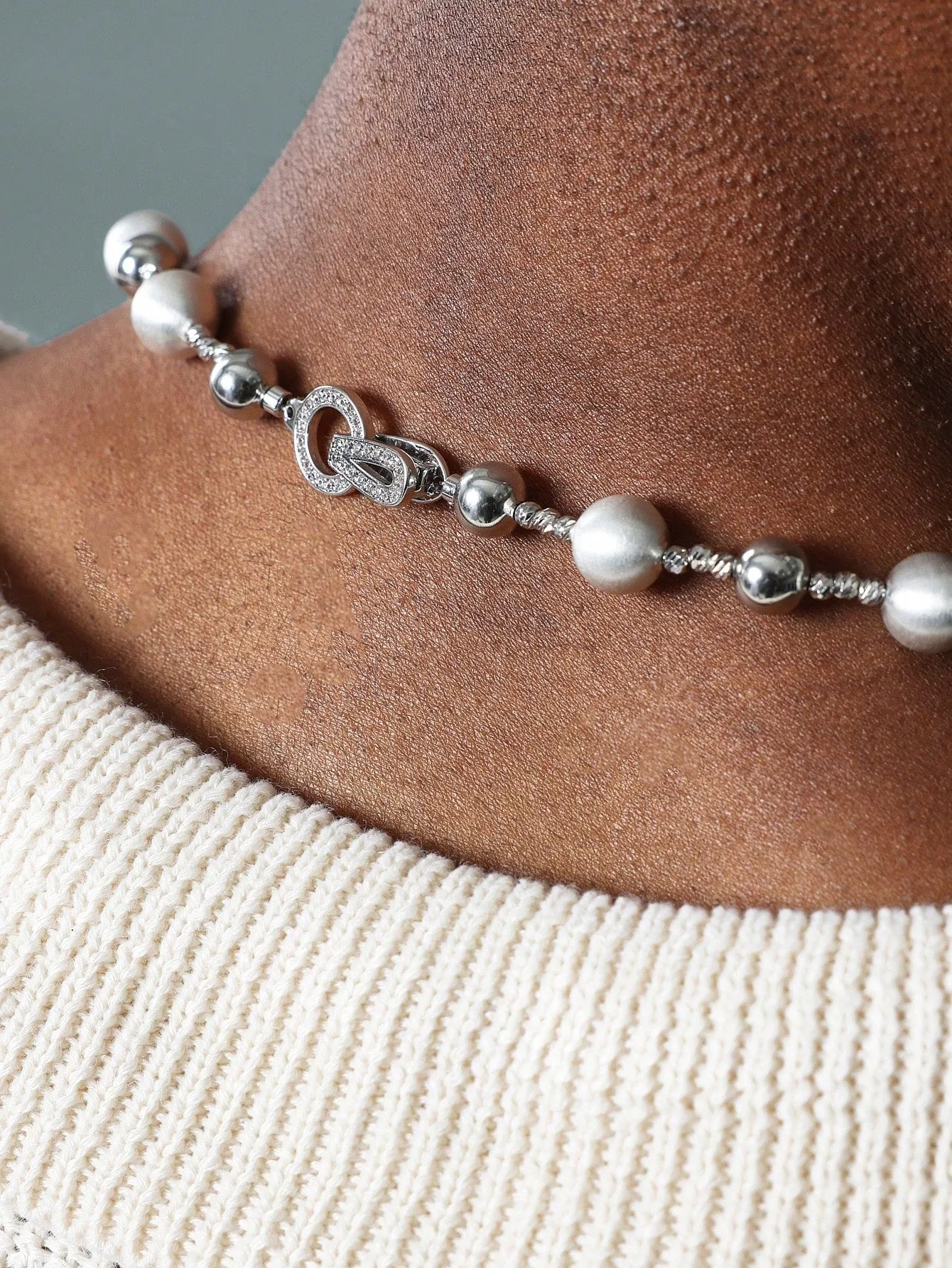 Pearl & Silver Beaded Chain Necklaces