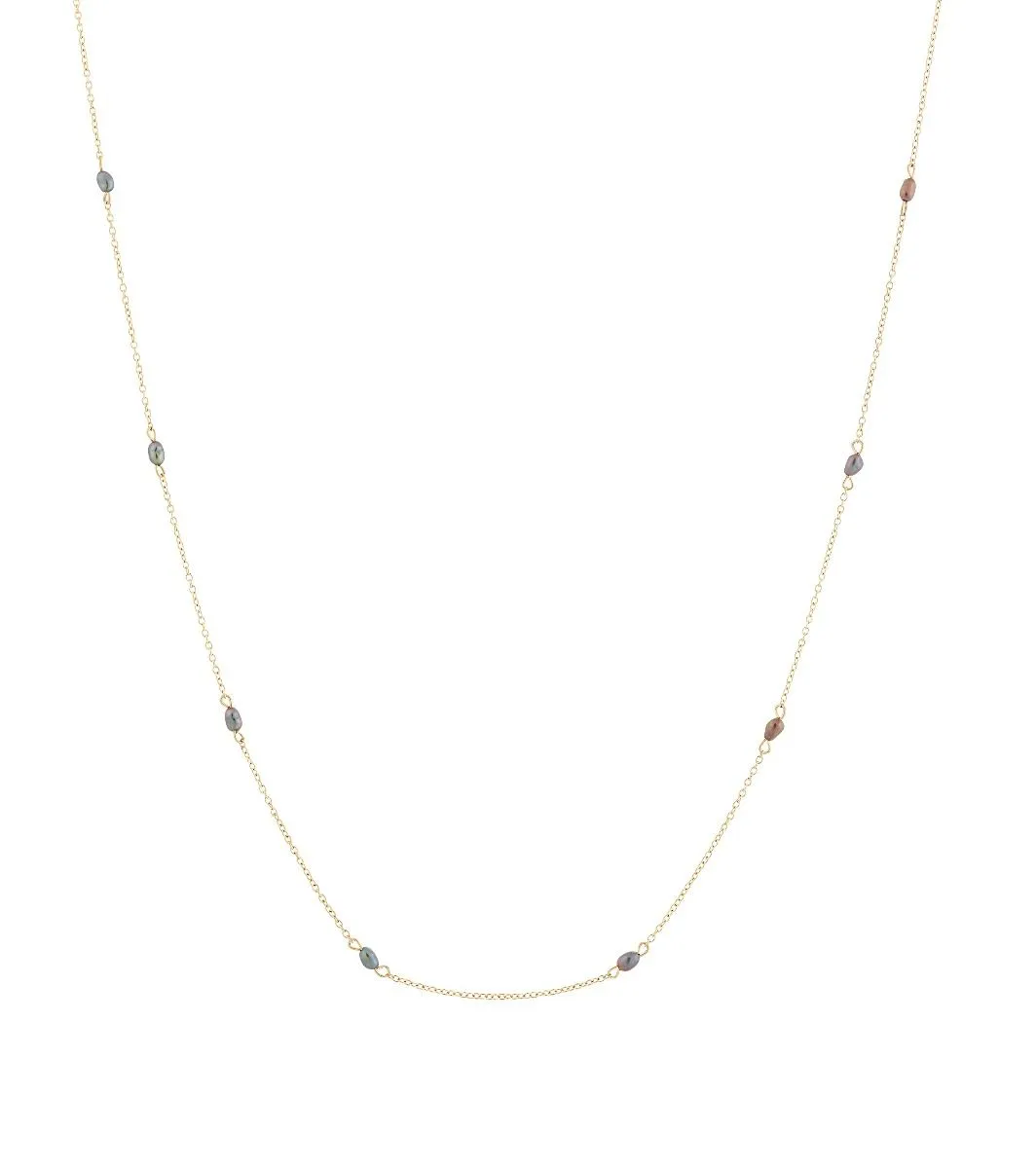 Perla Mini Necklace Multi Teal Gold