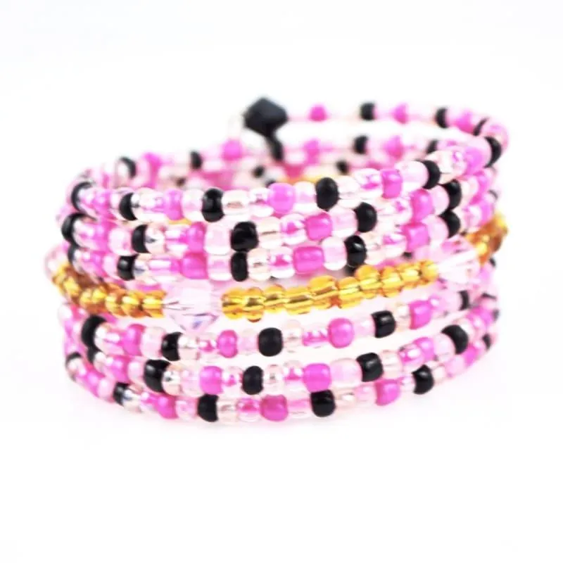 Pink Memeory  Charms Steel Wrap Around Bracelets