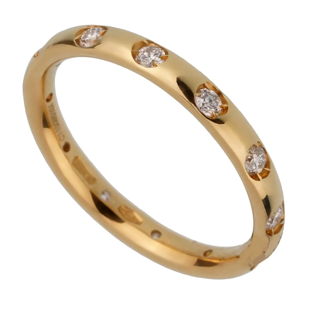 Pomellato Diamond Eternity Yellow Gold Ring Sz 5 1/4