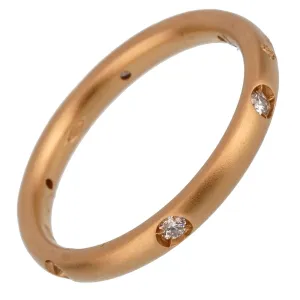 Pomellato Diamond Rose Satin Finished Gold Band Ring Sz 5 1/4