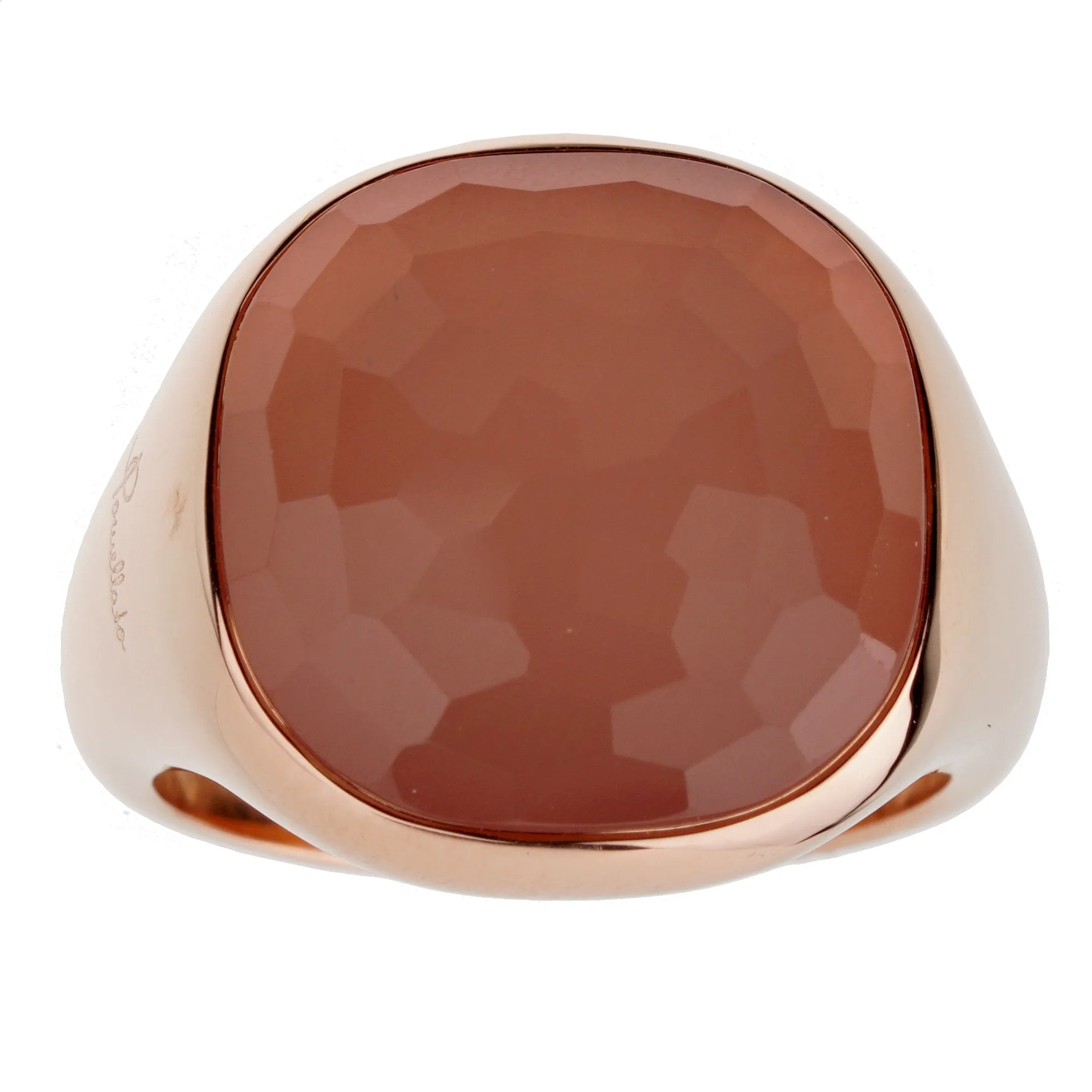 Pomellato Rose Gold Pink Quartz Cocktail Ring Sz 9