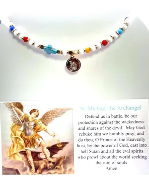 Protector Saint Michael Archangel Beaded Adjustable Catholic Guardian Angel Bracelet for Women