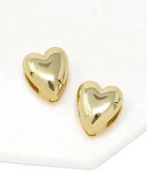 Puffy Heart Huggie Earrings