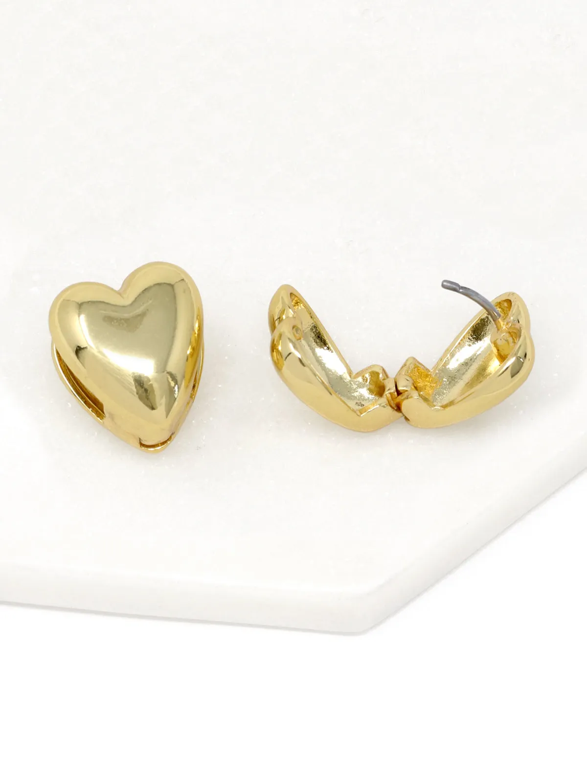 Puffy Heart Huggie Earrings