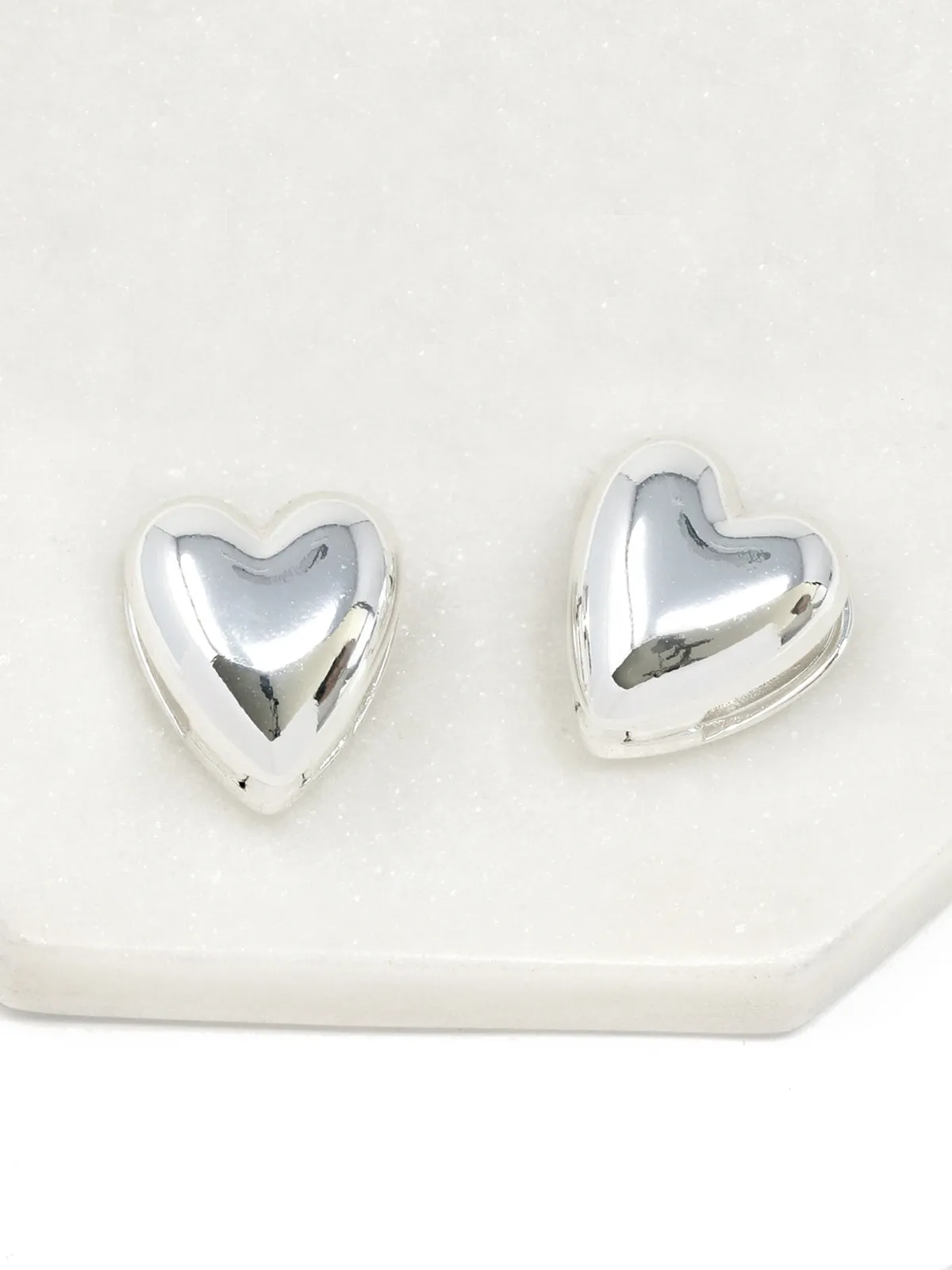 Puffy Heart Huggie Earrings