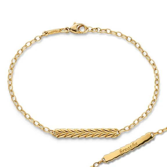 "BREATHE" LEAF POESY 18K GOLD BRACELET