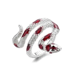 Red Green Black Drop Glaze Punk Snake Rings for Women Men Retro Silver Color Open Adjustable Finger Rings Fashion Female Jewelry