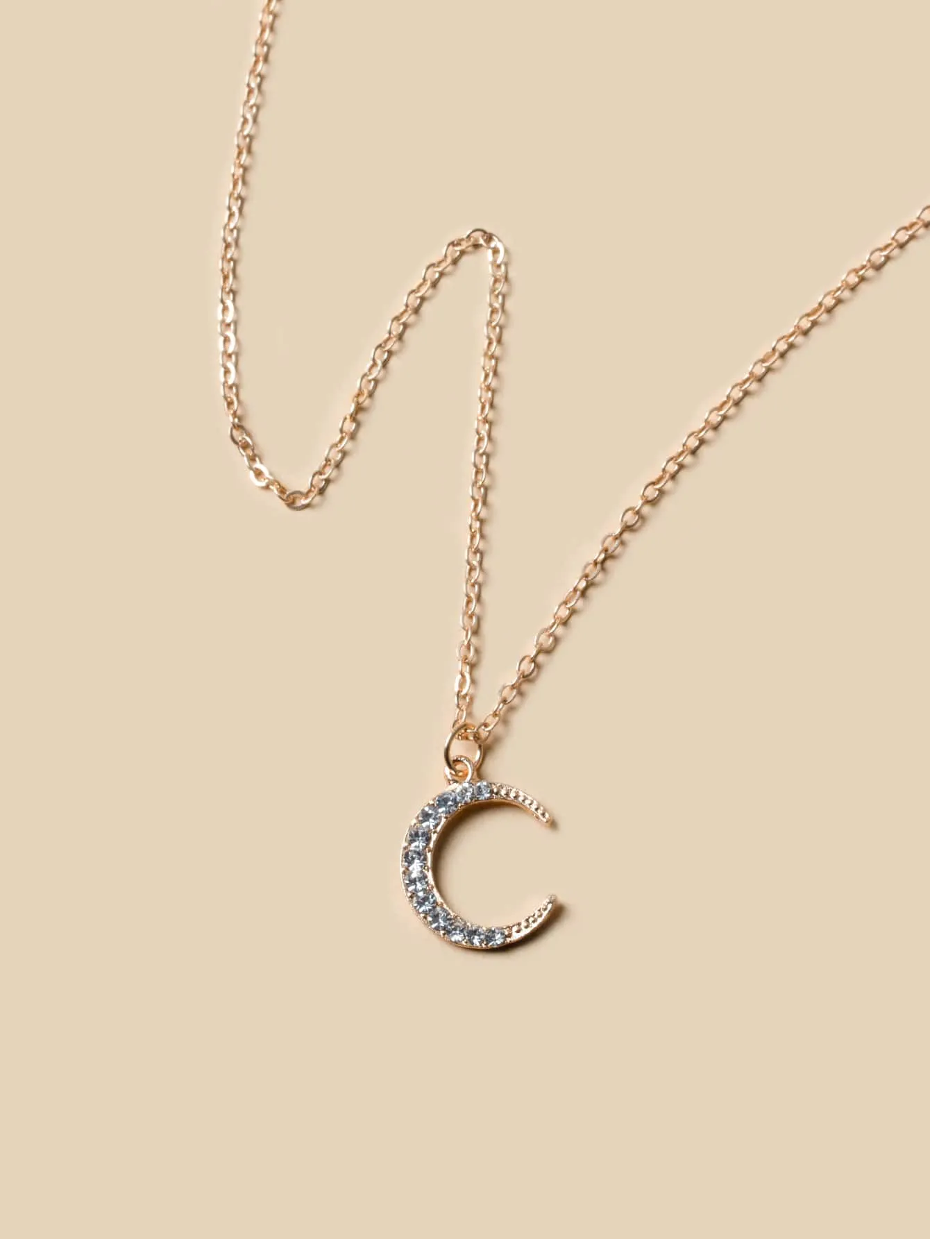 Rhinestone Moon Design Pendant Necklace Jewelry for Women Gift for Her Necklace