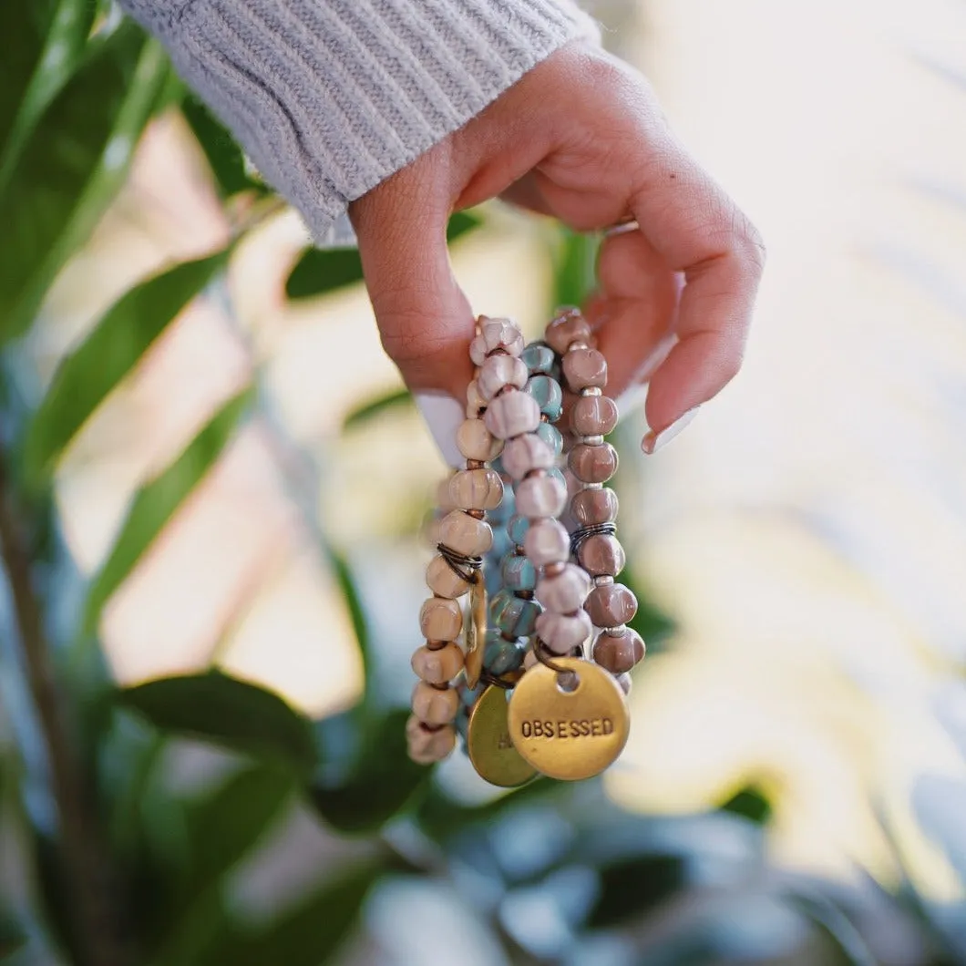 RICH CHOCOLATE BEADED MESSAGE BRACELET