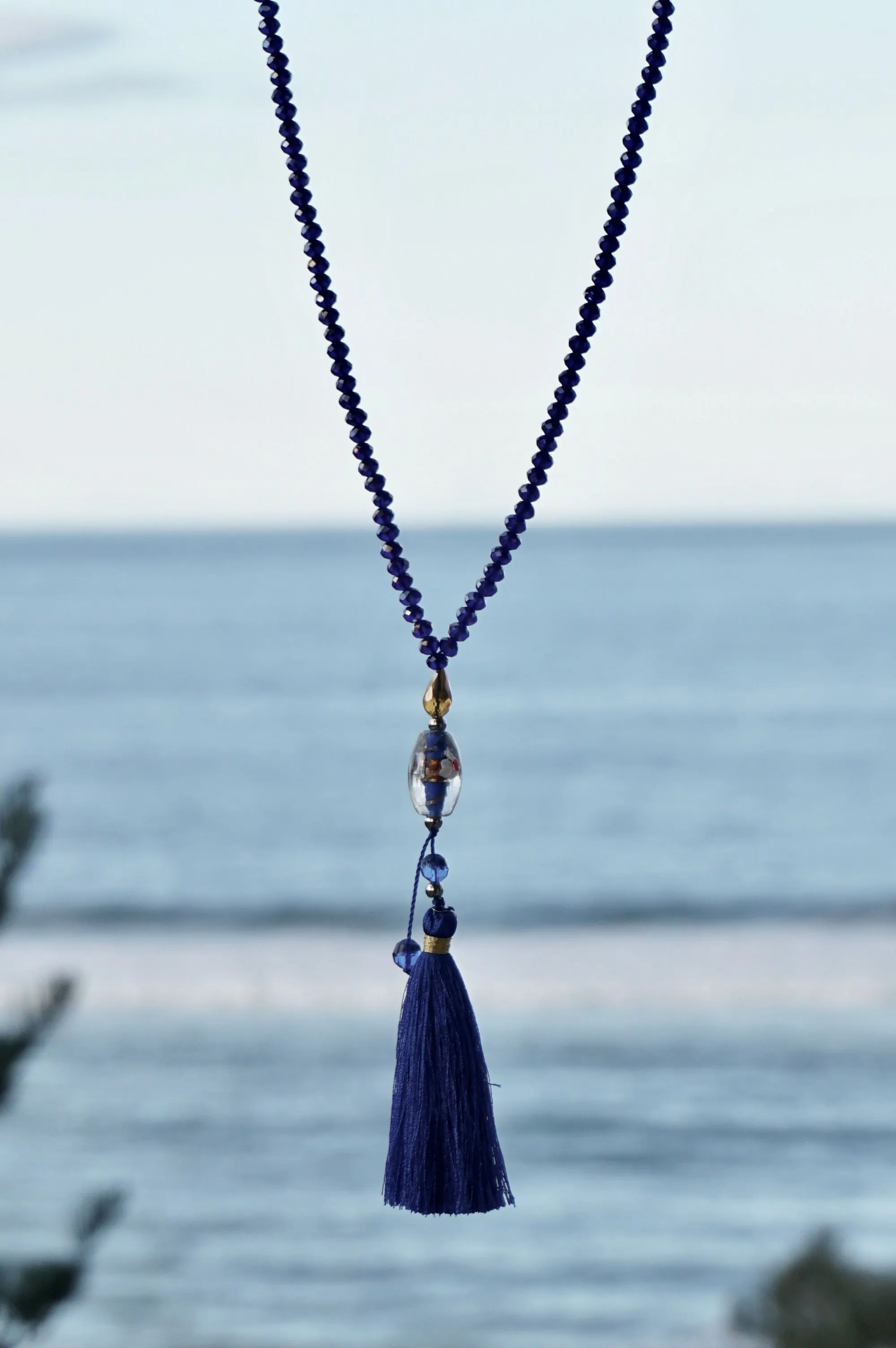 Royal Blue Tassel Necklace