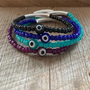 SariBlue® Rich Monochromatic Stackable Glass Bead Bracelet