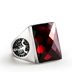 Scorpion Men's Ring Natural Stone in 925 Sterling Silver