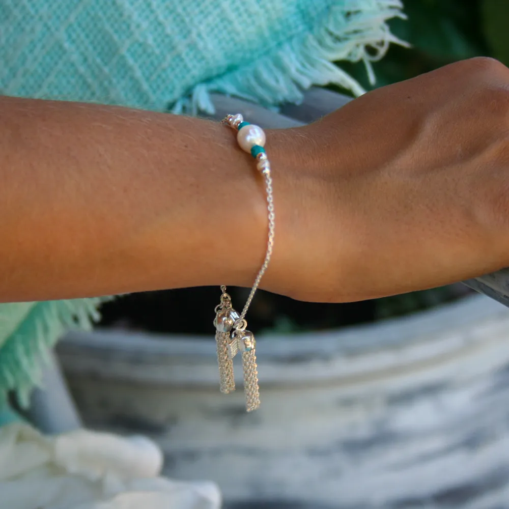 Sea Dreams Pearl Tassel Bracelet Turquoise