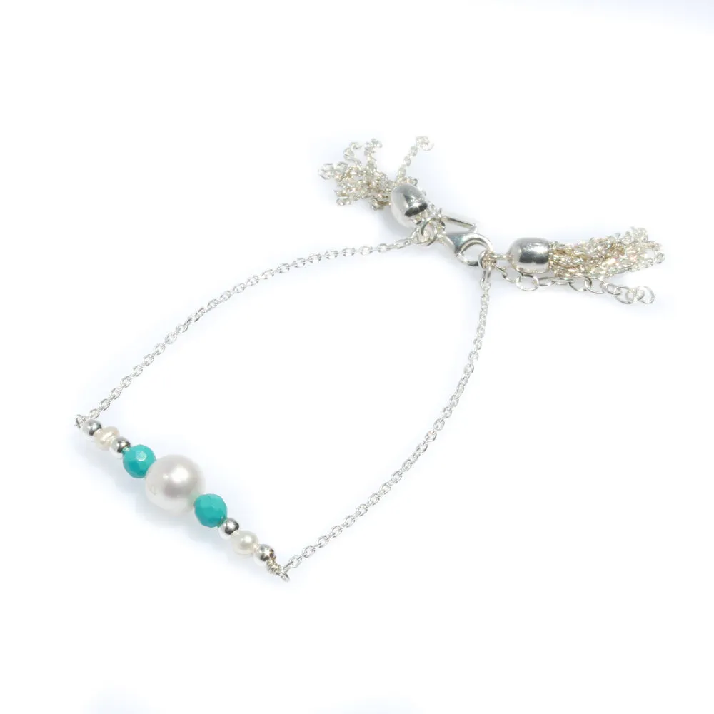 Sea Dreams Pearl Tassel Bracelet Turquoise