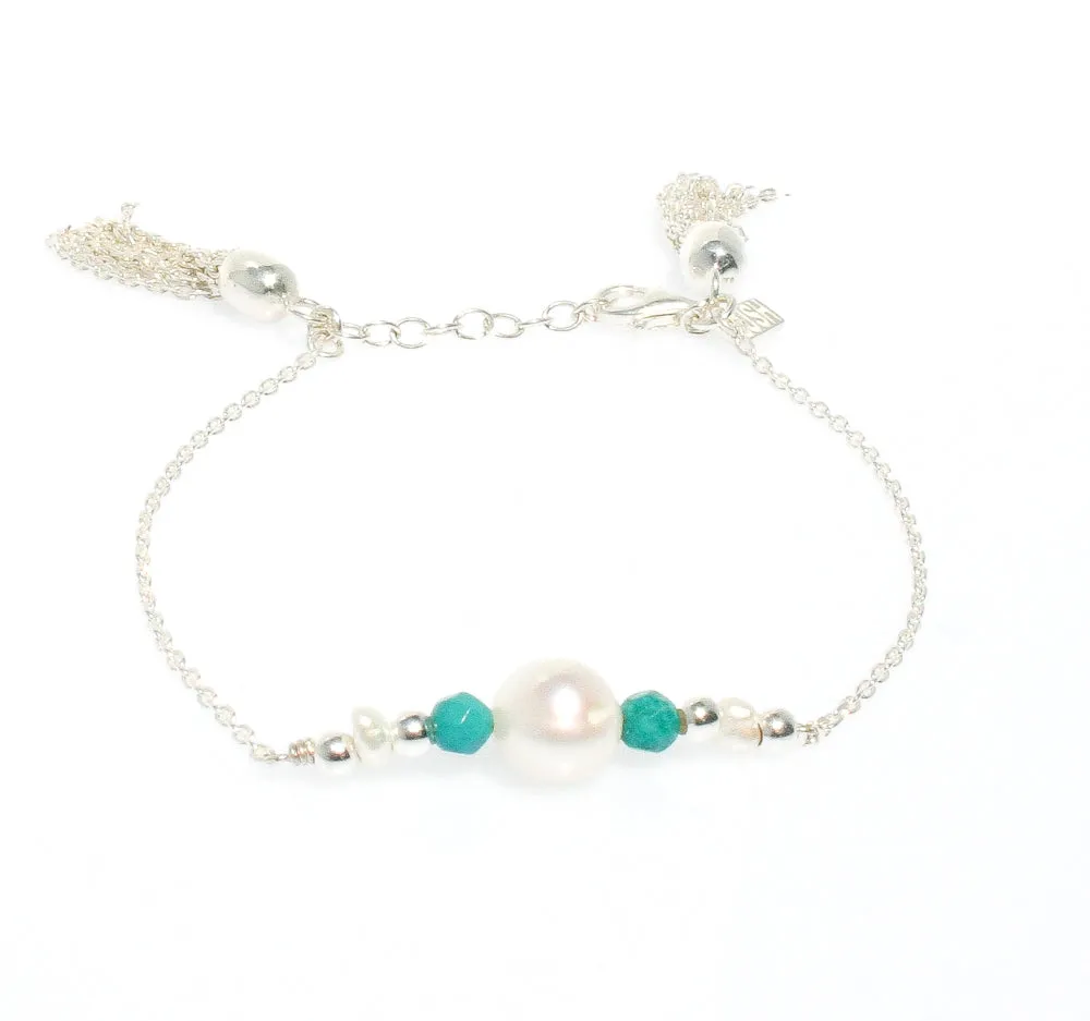 Sea Dreams Pearl Tassel Bracelet Turquoise