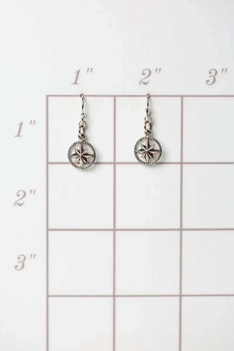 Sentiment Simple Compass Earrings