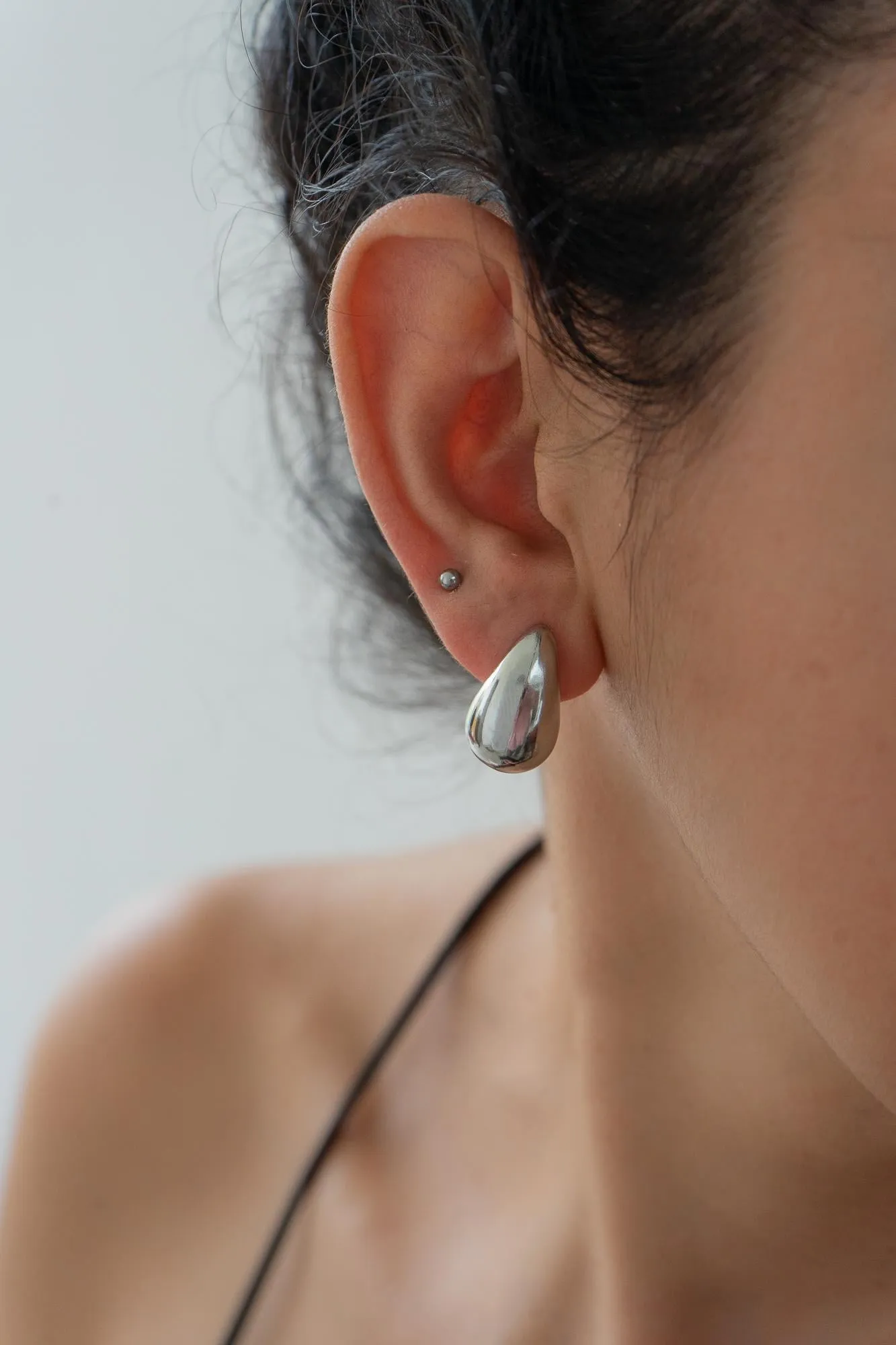 Silver Bold Drop-Shaped Earrings