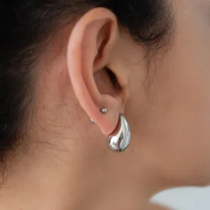 Silver Bold Drop-Shaped Earrings