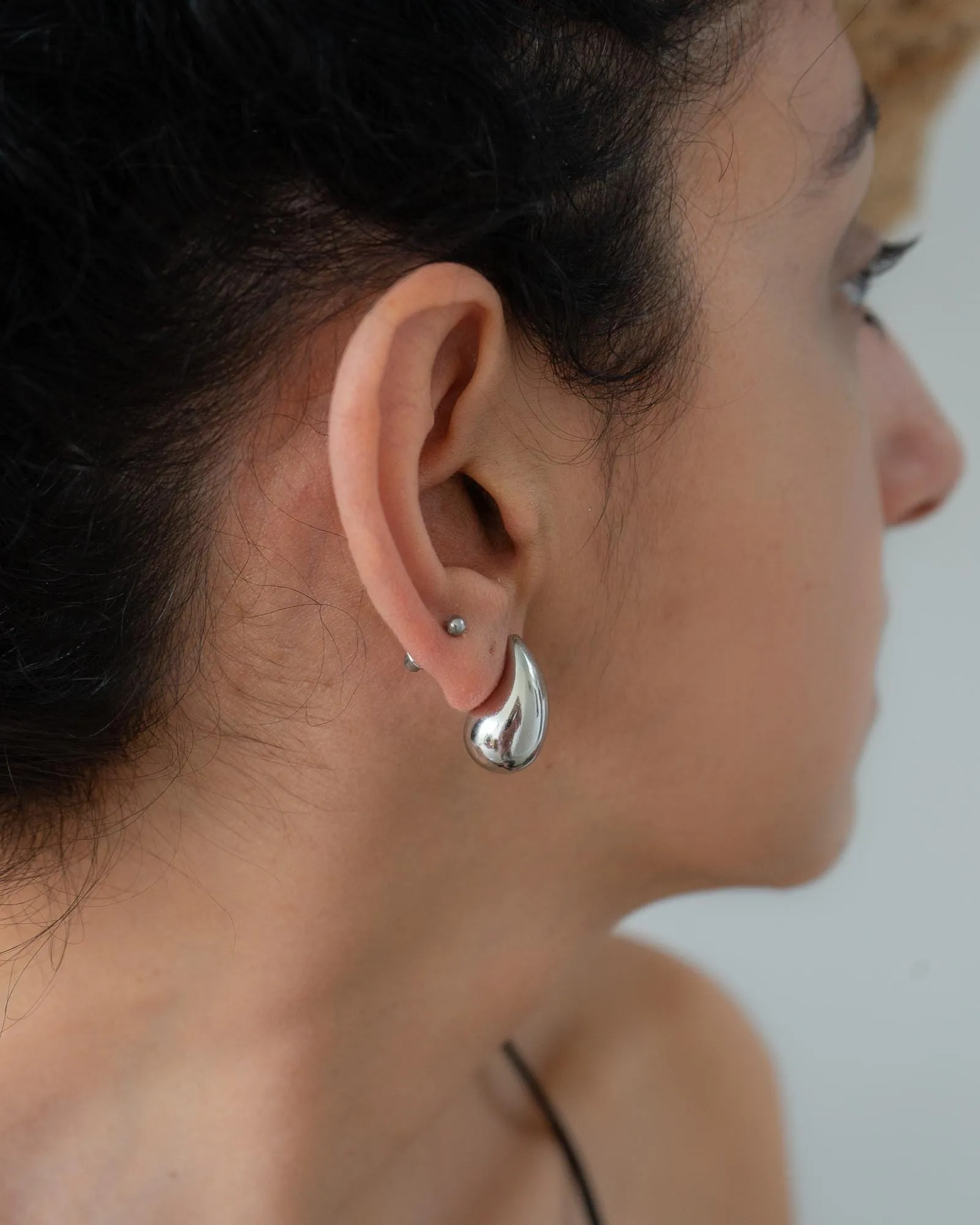 Silver Bold Drop-Shaped Earrings