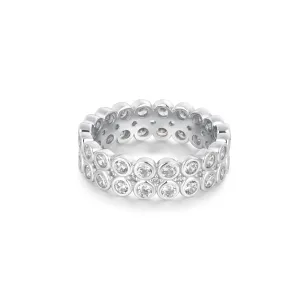 Silver Double Row Bezel Ring