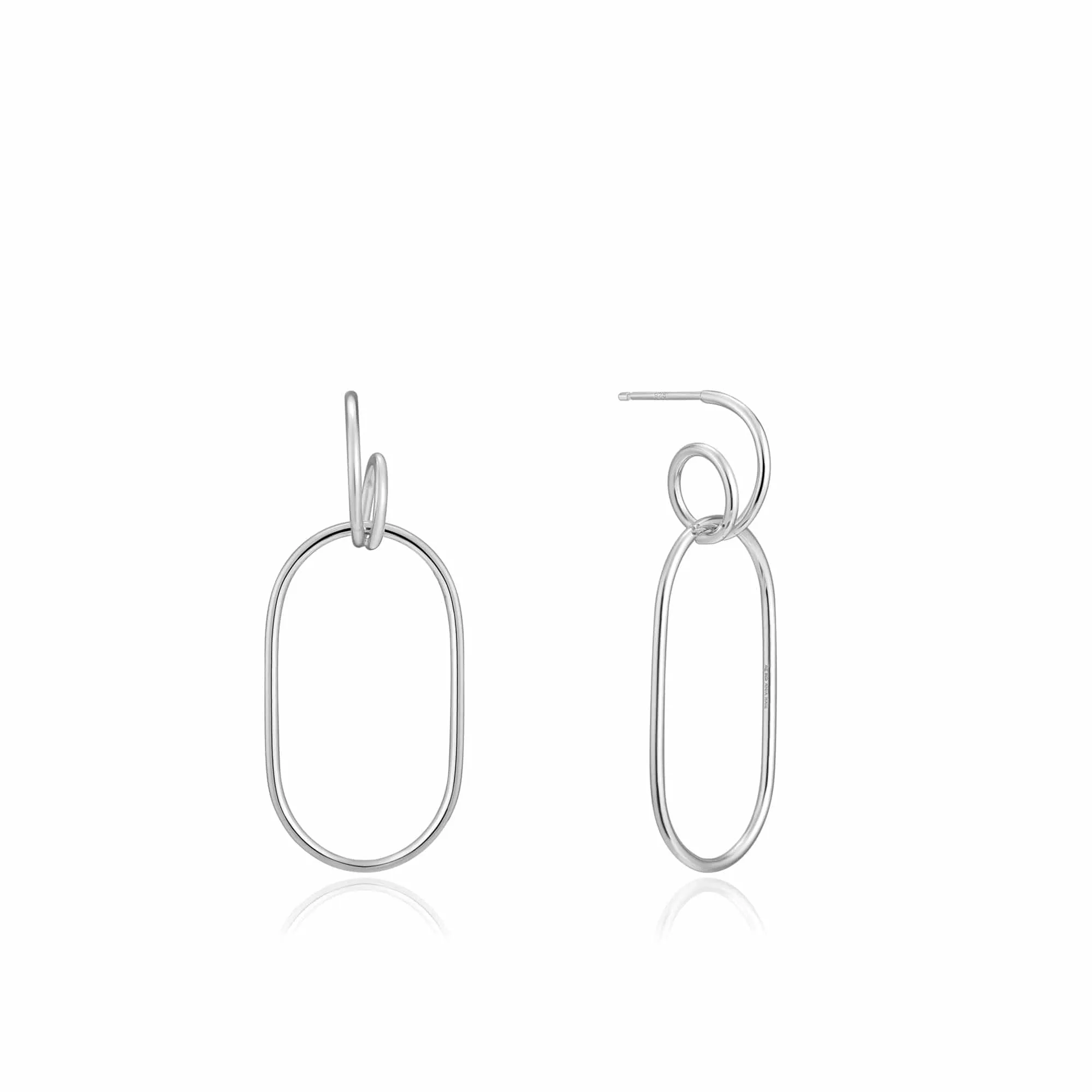 Silver Spiral Oval Hoop Earrings