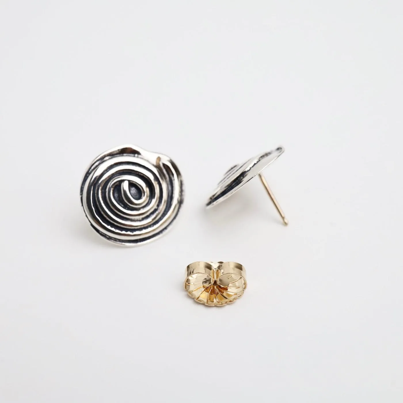 Silver Spiral Post Earrings