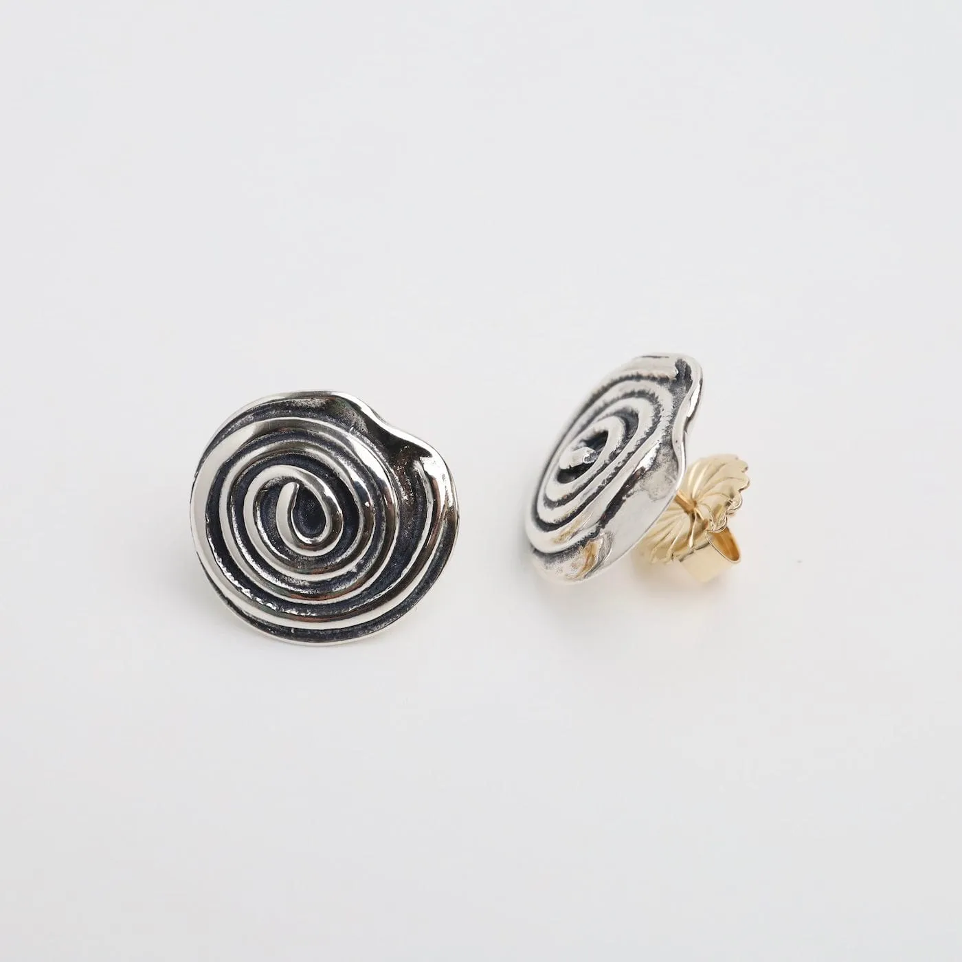 Silver Spiral Post Earrings