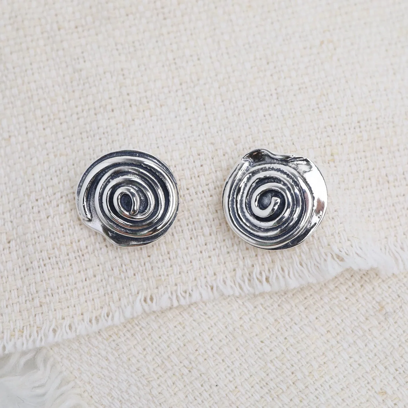 Silver Spiral Post Earrings