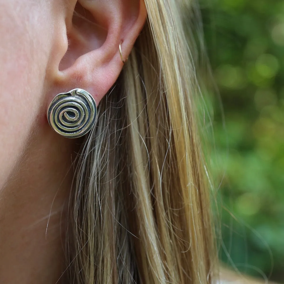 Silver Spiral Post Earrings