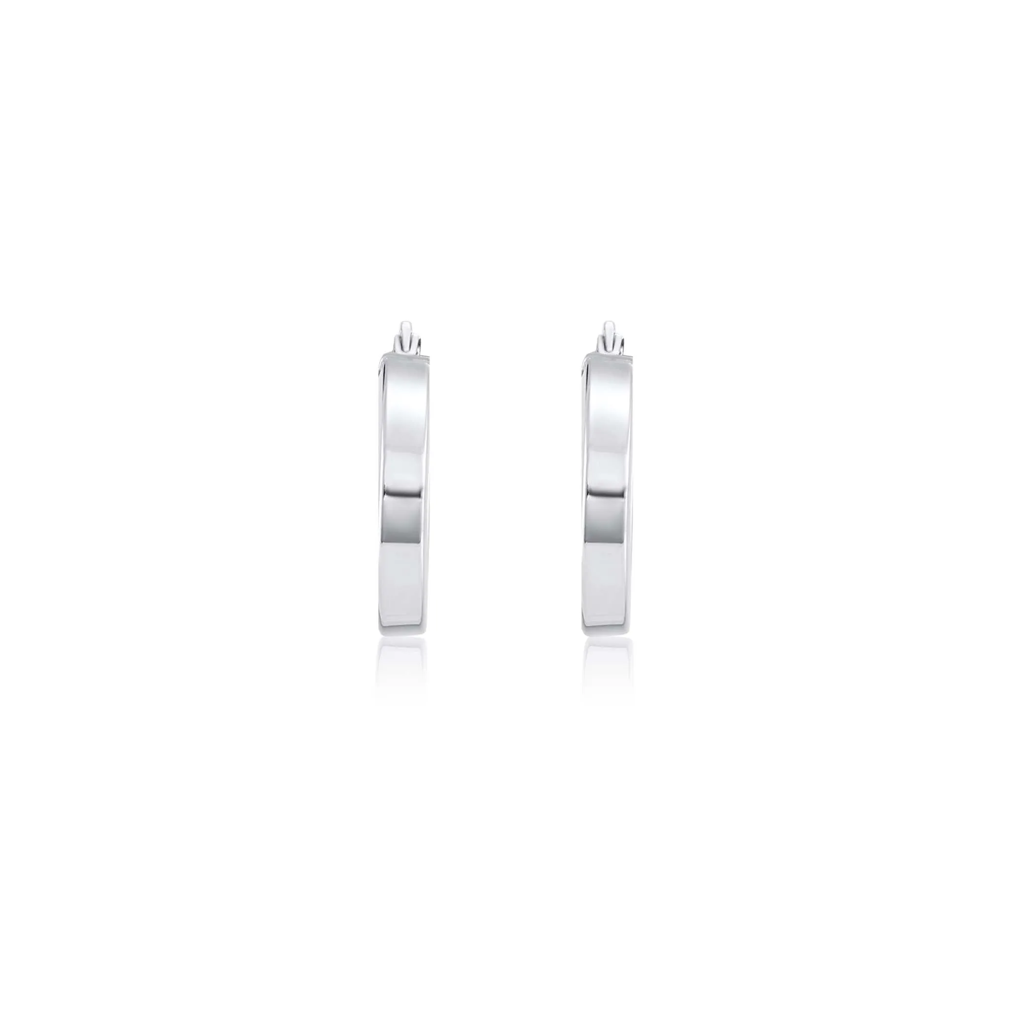 Silver Square Tubing Hoop Earrings