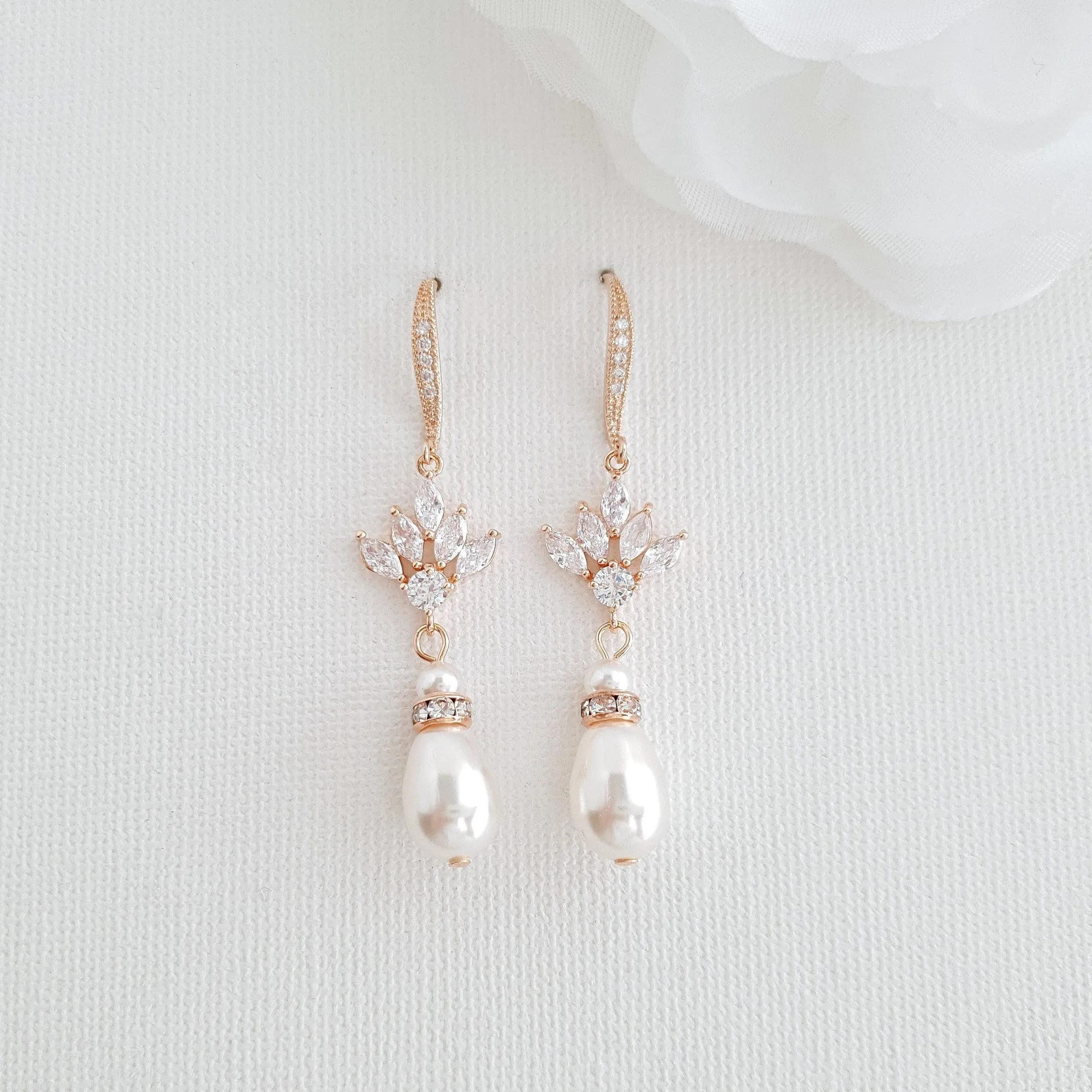 Simple Bridal Earrings- Rosa