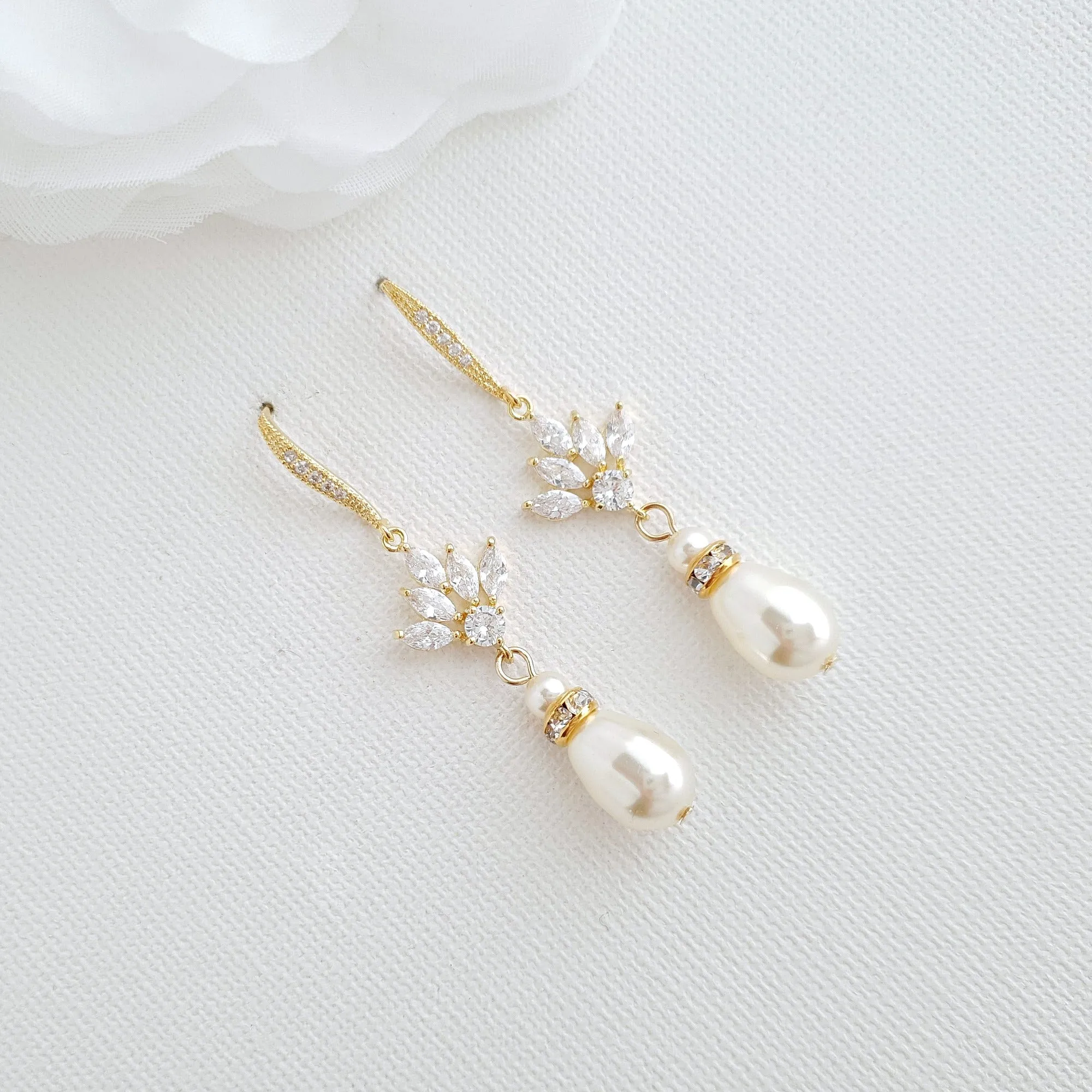 Simple Bridal Earrings- Rosa