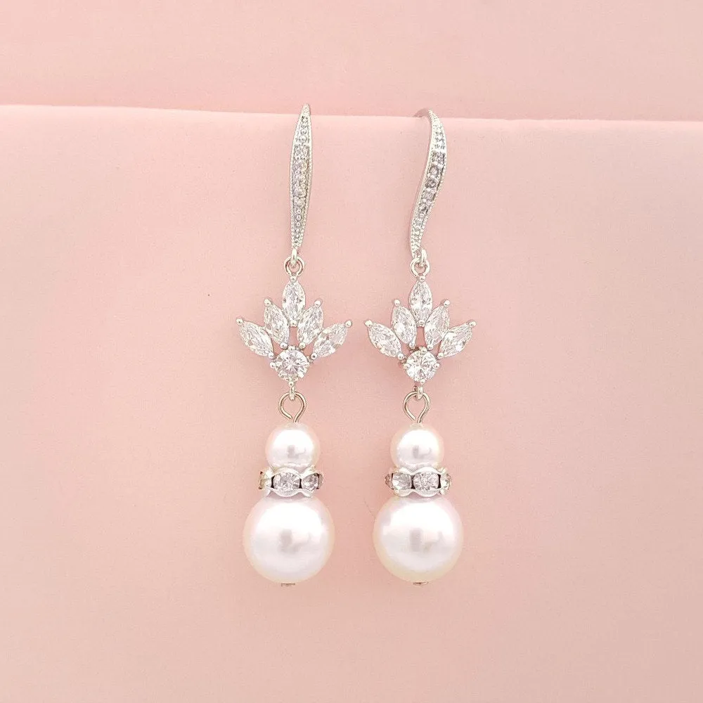 Simple Bridal Earrings- Rosa