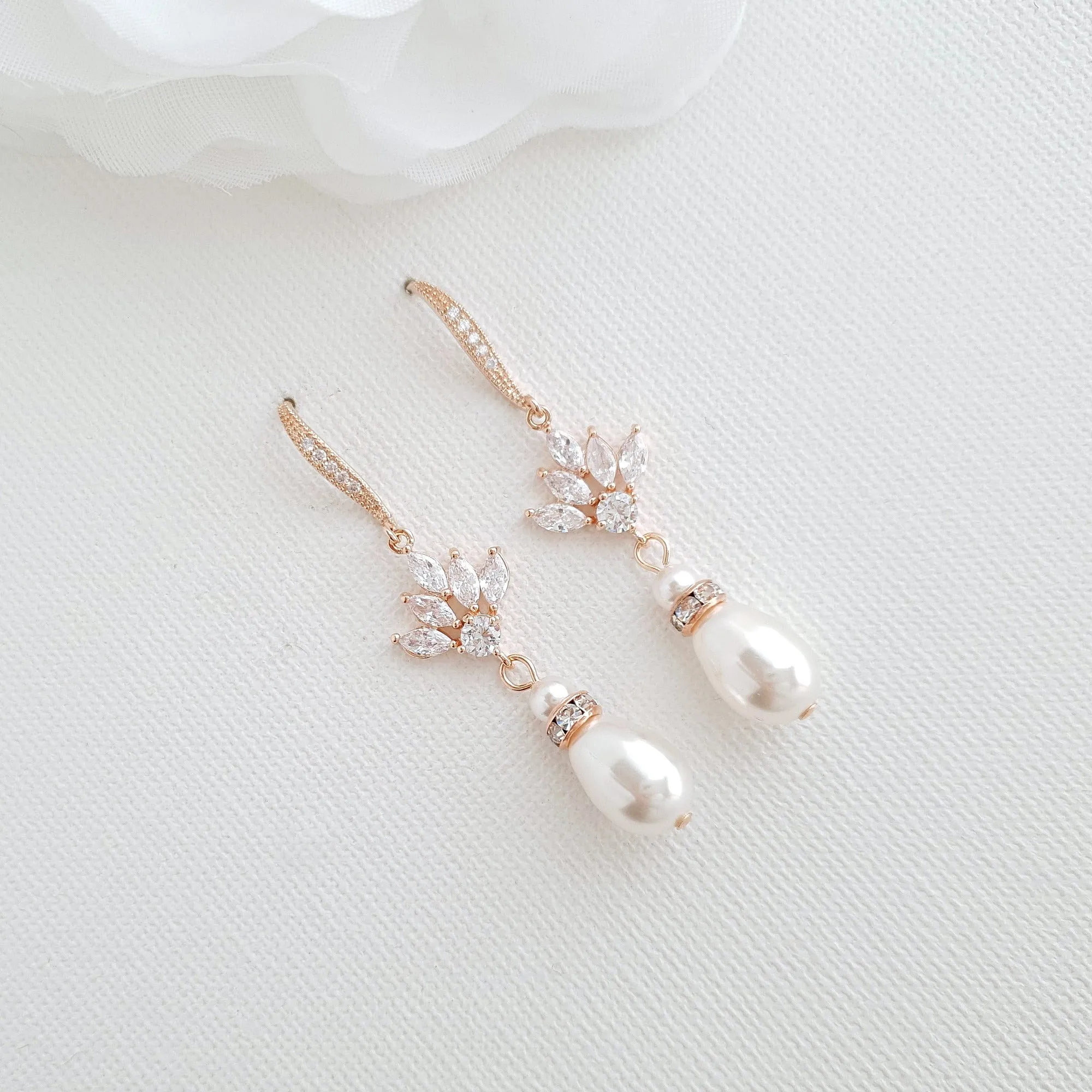 Simple Bridal Earrings- Rosa