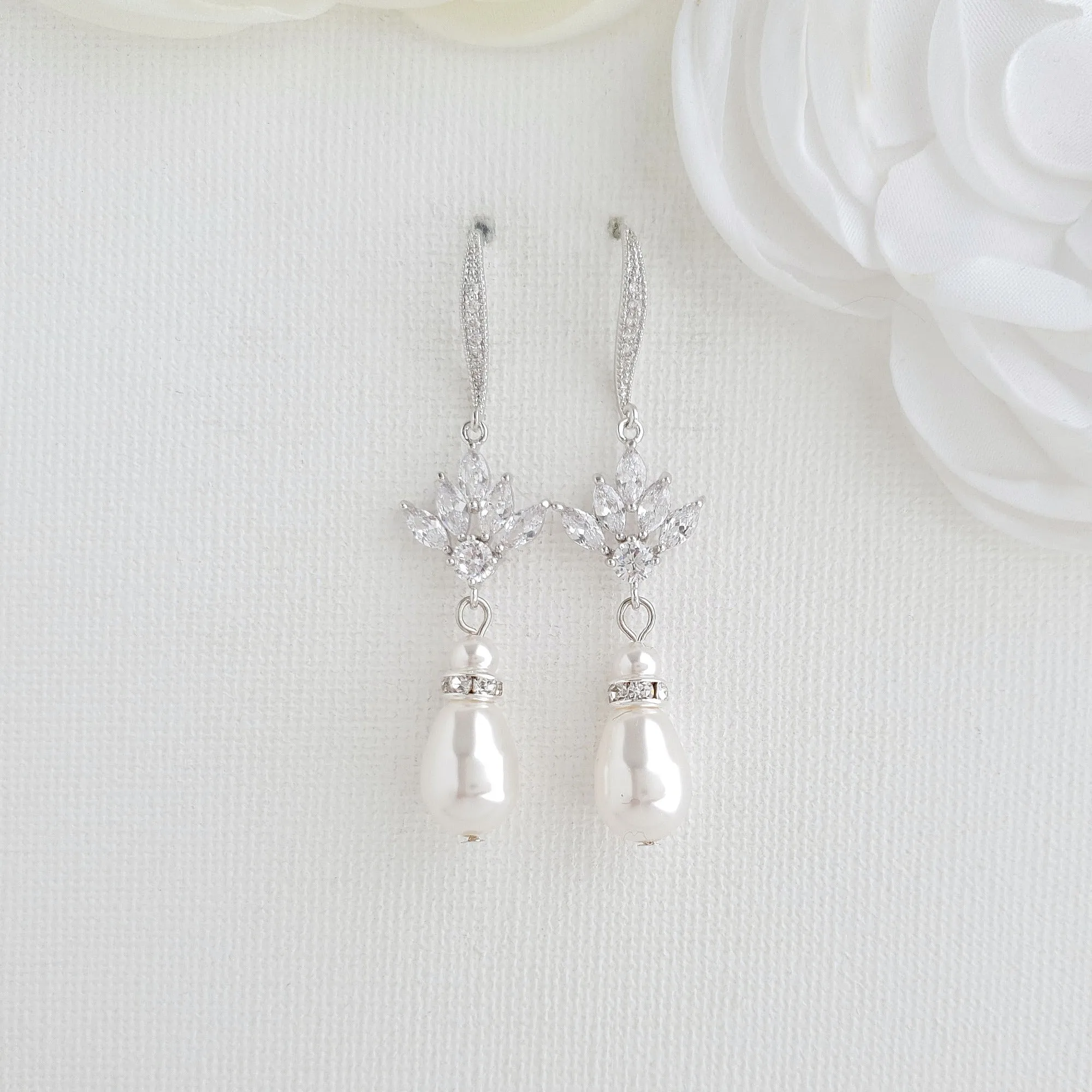 Simple Bridal Earrings- Rosa