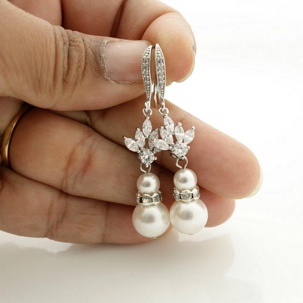 Simple Bridal Earrings- Rosa