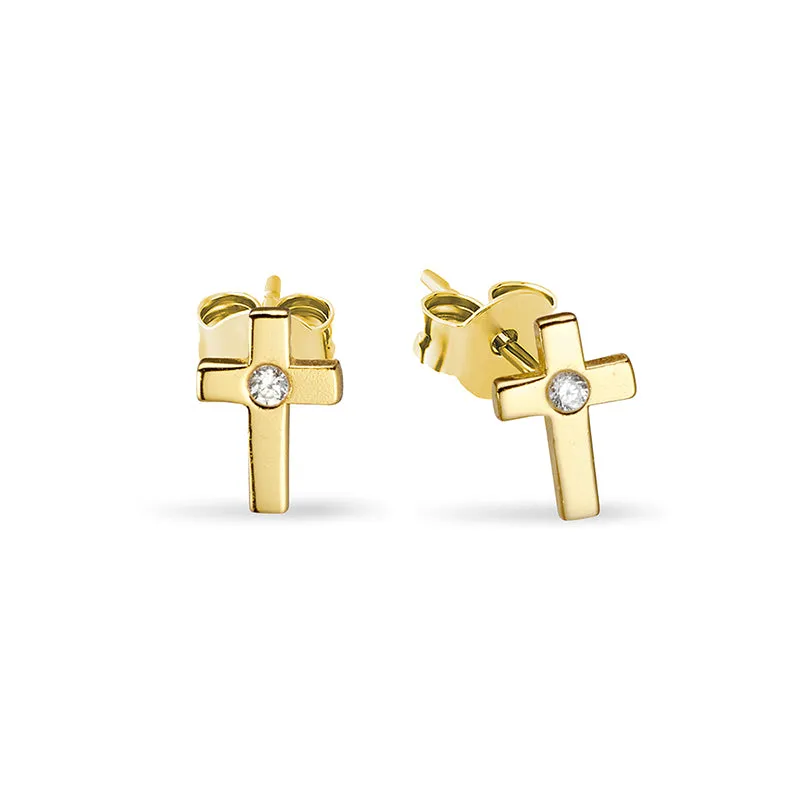 SIMPLE CROSS STUD EARRINGS