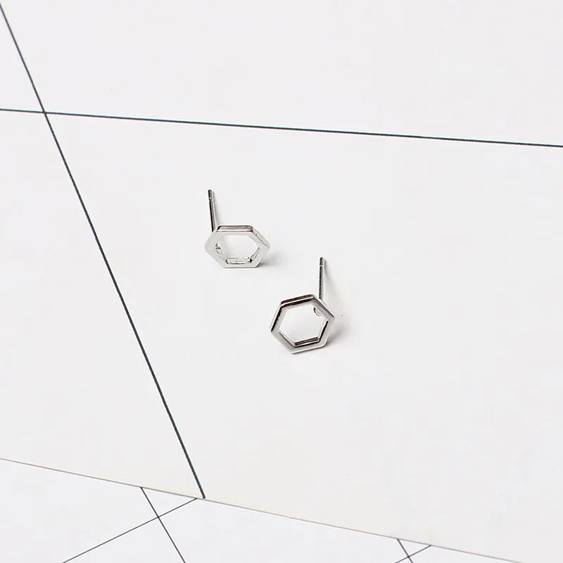 Simple Fashion Geometric Hexagon Stud Earrings