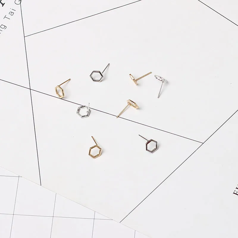 Simple Fashion Geometric Hexagon Stud Earrings